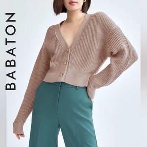 XXS/XS Babaton Canberra Merino Wool Cardigan - Beige